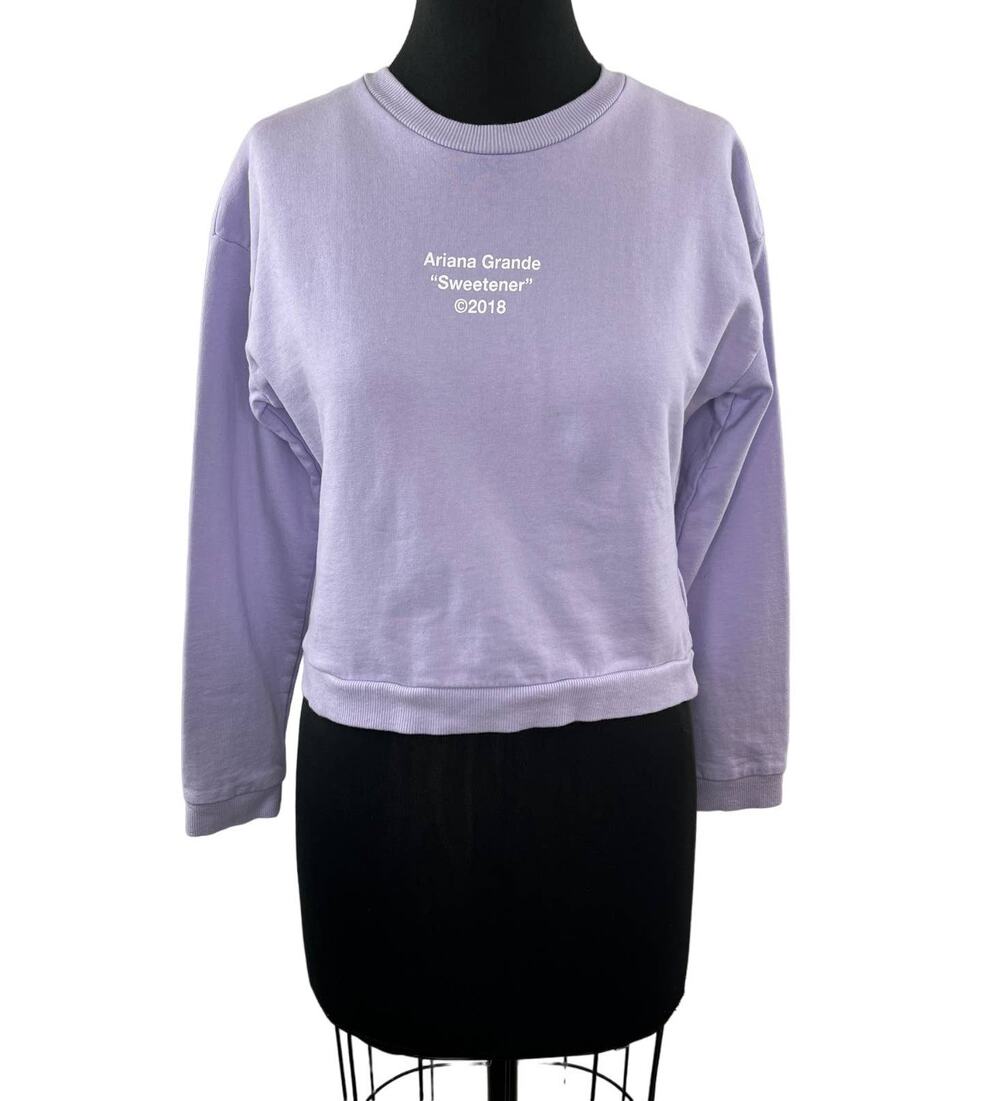 H&M x Ariana Grande "Sweetener" Purple Long Sleeve Cropped Sweatshirt Sz 12-14Y